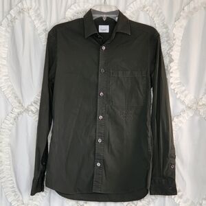 Burberry London Embroidered One Pocket Green Button Down Collared Shirt Sz XS